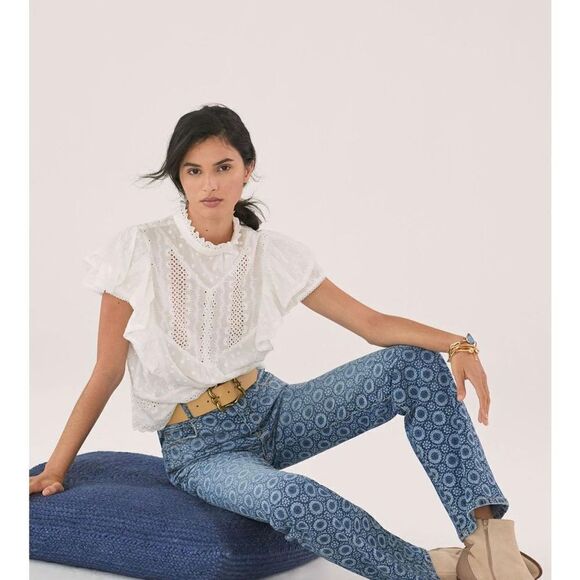 Anthropologie Pilcro The Icon Flare Bootcut Light Denim Jeans Boho Daisy 26 - Picture 4 of 4
